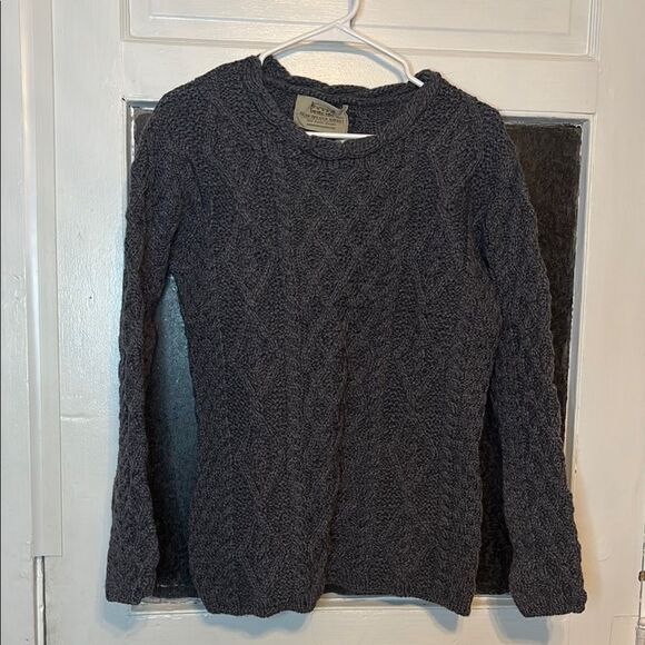 NWT Aran Sweater Market Women’s Gray Merino Wool Crew Neck Sweater Size XL - Picture 1 of 8